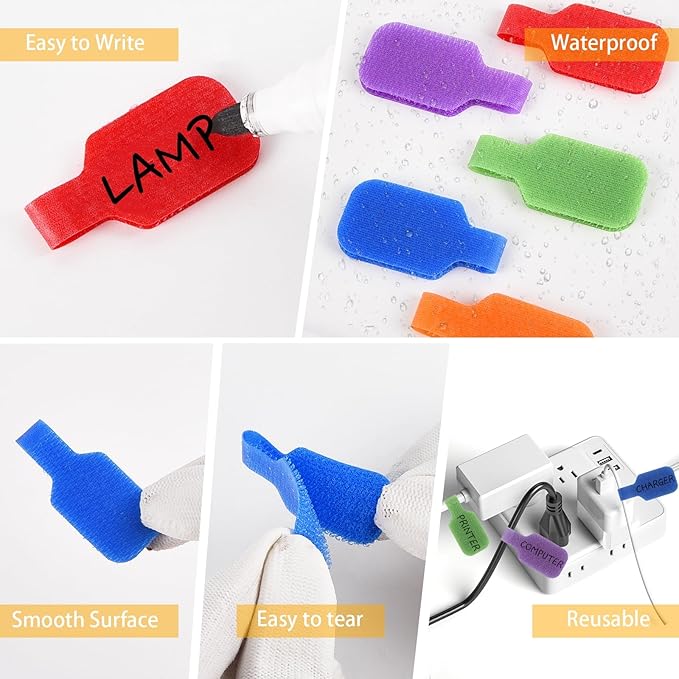 30Pcs Cable Cord Labels, Purpose Cable Tags Handwriting Reusable Wire Labels, Electronic Cable Identification Tags for Wire Management and Identification (Rectangle A)