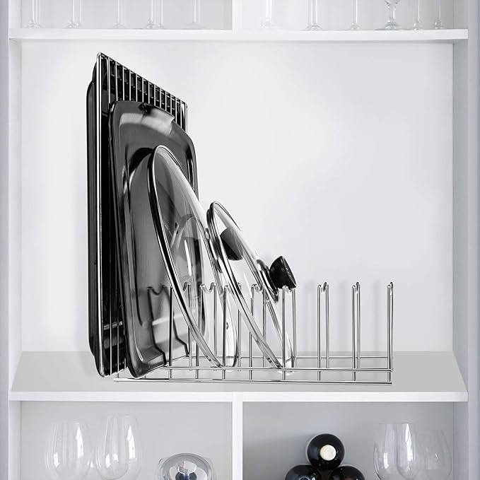 Kitchen Pot Lid Holder Organizer, Rack Cutting Boards, Bakeware, Reusable Containers, Plates