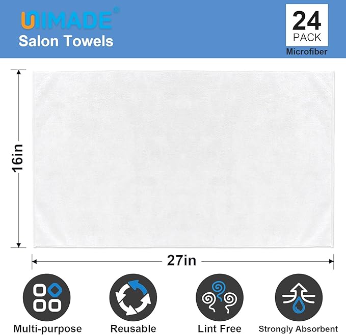 24 Pack Hand Towels Set - Highly Absorbent and Quick Drying Microfiber Gym Towels, Premium Wash Cloths for Bathroom, Salon, Gym, Shower, Hotel, and Spa - 16x27 inch (White)