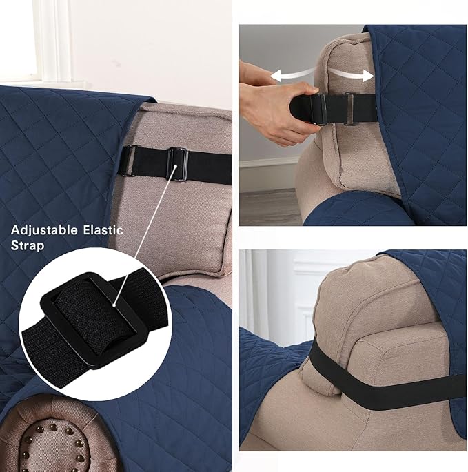 H.VERSAILTEX Water Repellent Sofa Cover Couch Cover Sofa Slipcover for Dogs Couch Protector Reversible Sofa Slipcover for 3 Cushion Couch Furniture Protector for Pets(Oversized Sofa, Navy/Beige)