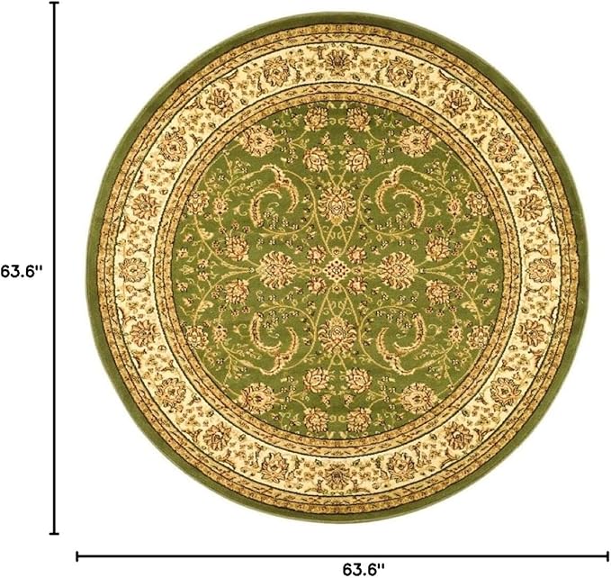 SAFAVIEH Lyndhurst Collection Area Rug - 5'3" Round, Sage & Ivory, Traditional Oriental Design, Non-Shedding & Easy Care, Ideal for High Traffic Areas in Living Room, Bedroom (LNH219B)
