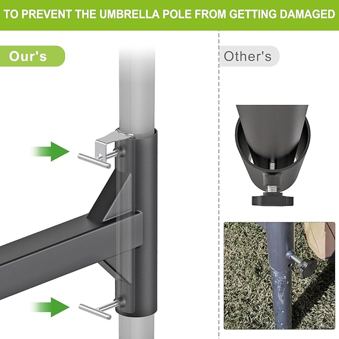 Dolibest Heavy-Duty Hitch Mount Umbrella Holder - Robust and Reliable Support for Large Patio and Outdoor Umbrellas(up to 2'' Poles) - Perfect for Road Trips, Tailgating, and Outdoor Gatherings