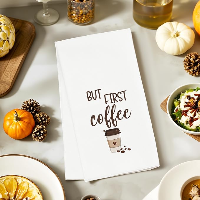Coffee Towels Gifts for Women, Funny Coffee Bar Towels Gifts for Kitchen Bathroom Decor (16x24 inches)