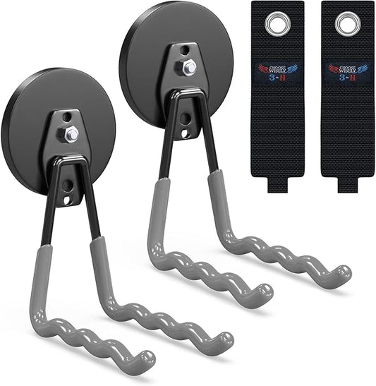 3-H Magnetic Wave Hooks Heavy Duty 2 Pack, Large Magnet Garage Hooks Heavy Duty and Strong Utility Magnetic Tool Holde for Hanging and organizing Garden Power Tool (Grey