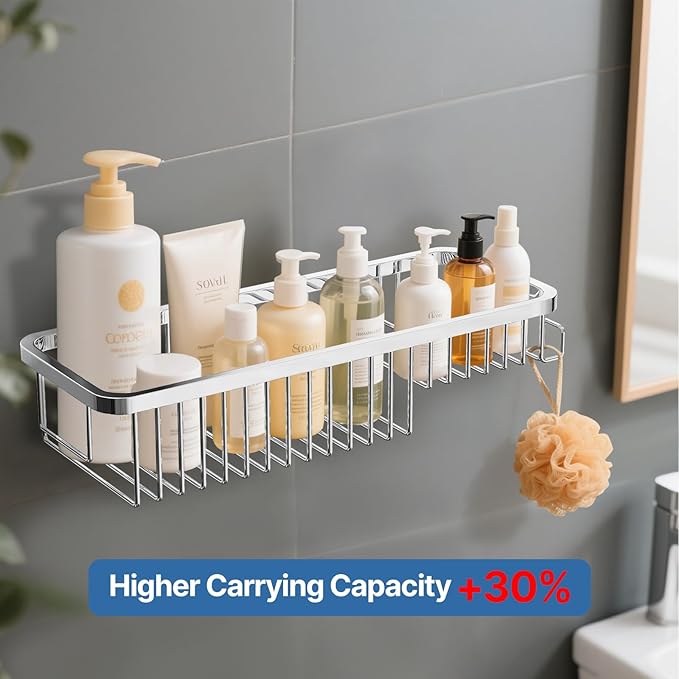 Wire Basket Wall Mount,Corner Shower Caddy 304 Stainless Steel,Bathroom Shower Organizer Soap Caddy,Polished Finish，Long Basket