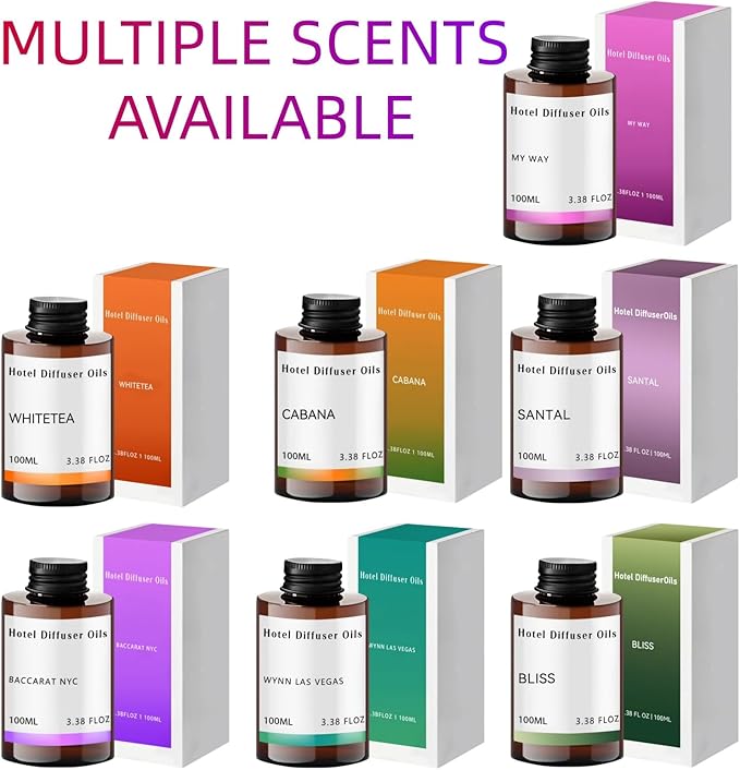 Miami Aroma Oil Refill Scent for Oil Diffusers - Creamy, Cashmere, Sandalwood, Musk Scents - Luxurious Relaxing Aromatherapy Diffuser Fragrance 100ml, 3.38 oz (Bliss)