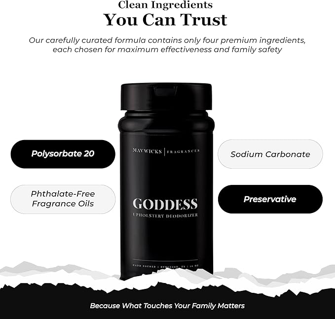 Fragrances - Upholstery Deodorizer (Goddess) 16 Oz - Rug, Couch & Carpet Deodorizer - Vacuuming Powder, Pet Safe Carpet Freshener Powder - Odor Eliminator for Home