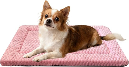 Dog Bed Crate Mat, Soft Durable Washable Anti-Slip Kennel Pad for Dogs & Cats, Reversible (Pink, M(30"*20"*1.5"))