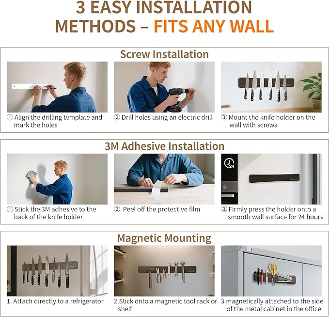 Magnetic Knife Holder for Wall,20 Inch Magnetic Knife Strip,Acacia Wood Double Sided Magnetic Knife Rack for Fridge,No Drilling