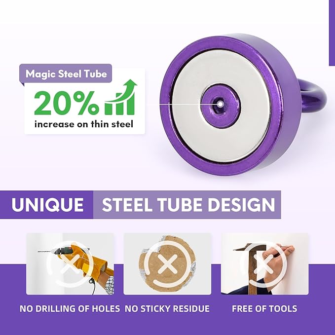 Neosmuk Magnetic Hooks, Cruise Ship Essentials, 4lb+ Heavy Duty Magnetic Hooks for Cruise Cabins, Refrigerator, Grill, Hanging, and Travel | Extra Strong Must-Haves Magnet Hook,Purple,Pack of 4