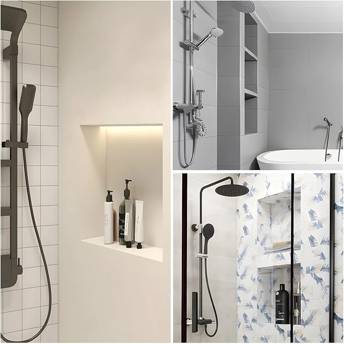 Suteck 16-Inch x 14-Inch x 6-Inch Recessed Shower Niche, Single Shelf, Ready for Tile, Black
