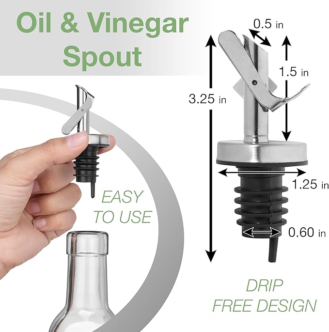 GREENOLIVE Olive Oil Dispenser Bottle - 17 oz. Clear Glass Bottle with No-Drip BPA-Free Spout - Ideal for Kitchen and Cooking Essentials - Single Bottle