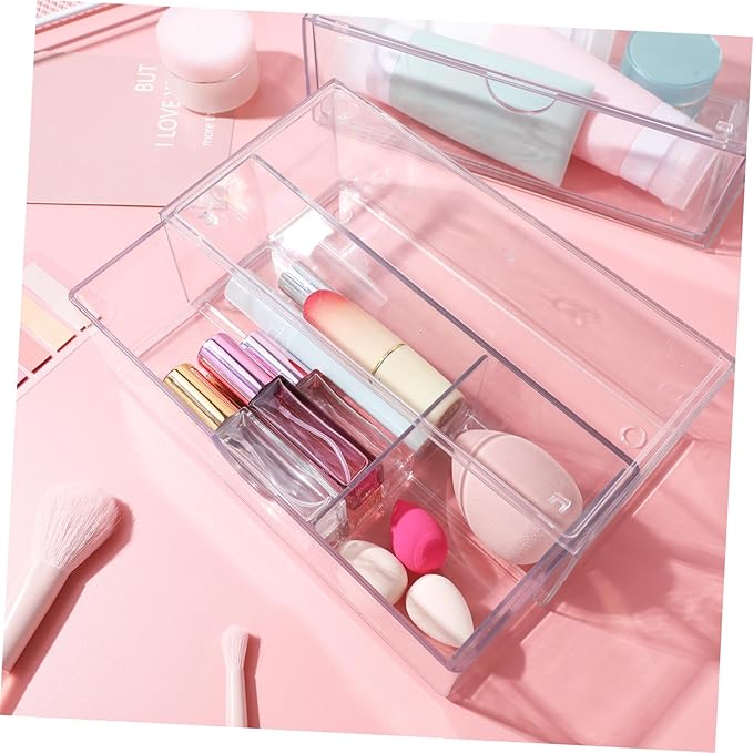 3pcs Acrylic Makeup Organizer Storage Box Lid Lipstick Holder Vanity Desk Small Compartment Ball