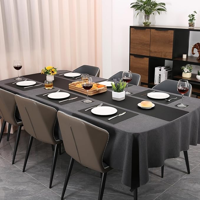 Table Runner 55 Inches - Faux Leather Waterproof Farmhouse Table Runner