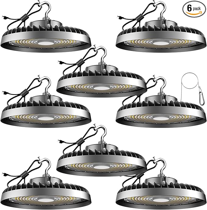 8Pack 250W LED High Bay Light, 37500LM (Eqv. to 1000W HPS/MH) High Bay LED Shop Lights, 5000K 𝐀𝐂𝟏𝟎𝟎-𝟐𝟕𝟕𝐕 UFO Commercial Light 𝟓𝐘𝐞𝐚𝐫𝐬 𝐖𝐚𝐫𝐫𝐚𝐧𝐭𝐲