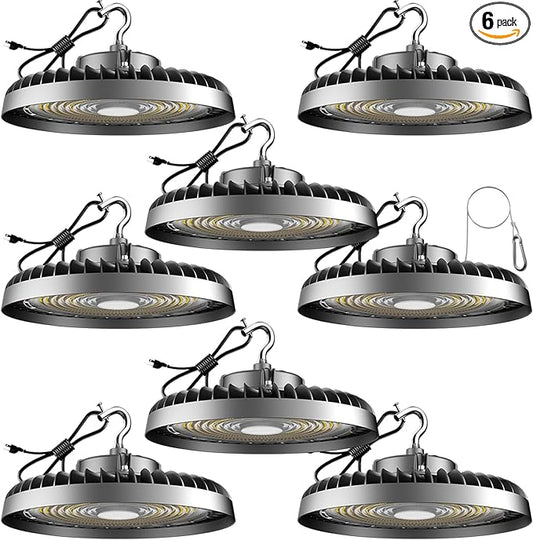 8Pack 250W LED High Bay Light, 37500LM (Eqv. to 1000W HPS/MH) High Bay LED Shop Lights, 5000K 𝐀𝐂𝟏𝟎𝟎-𝟐𝟕𝟕𝐕 UFO Commercial Light 𝟓𝐘𝐞𝐚𝐫𝐬 𝐖𝐚𝐫𝐫𝐚𝐧𝐭𝐲