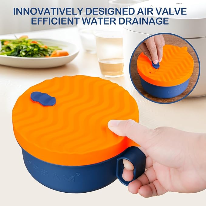 Ramen Cooker,Microwave Ramen Bowl,Ramen Noodle Bowl 48 oz, College Dorm Room Essentials for Girls for Boys, Apartment Essentials, BPA-Free. (orange)