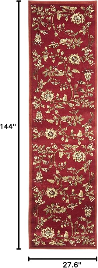 SAFAVIEH Lyndhurst Collection Runner Rug - 2'3" x 12', Red & Multi, Traditional Floral Design, Non-Shedding & Easy Care, Ideal for High Traffic Areas in Living Room, Bedroom (LNH552-4091)