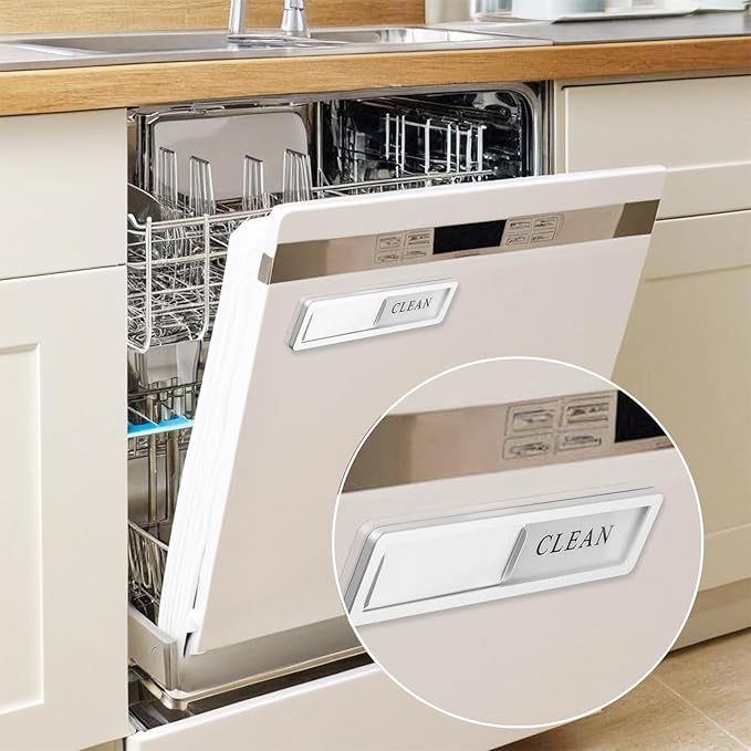 Premium Stainless Steel Dishwasher Magnet Sign - Aluminum Alloy Magnet dishwasher magnet clean dirty Dirty/Clean Dishwasher Indicator (Silver)