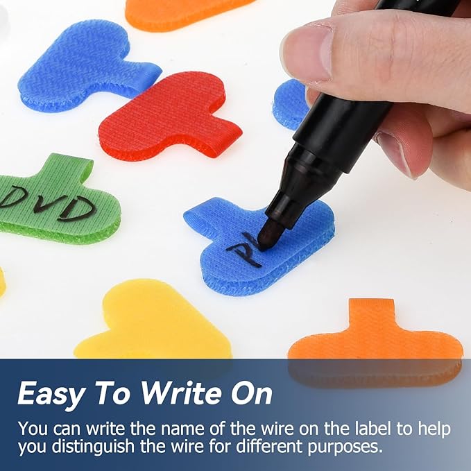 60 PCS Multi-Color Write On Wire Labels for Cable Management and Identification