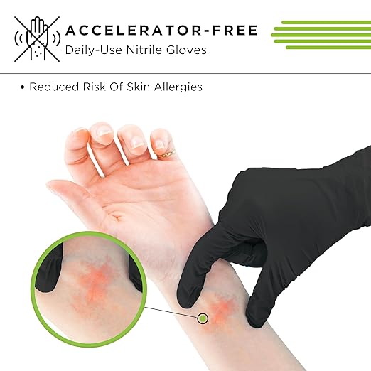 SHOWA 7700PFT Sustainable EBT Latex-Free, Powder-Free, Accelerator-Free, Nitrile Disposable Single Use Safety Gloves, 4 Mil, 9.5" Length, Medium (1 Box/50 Gloves)