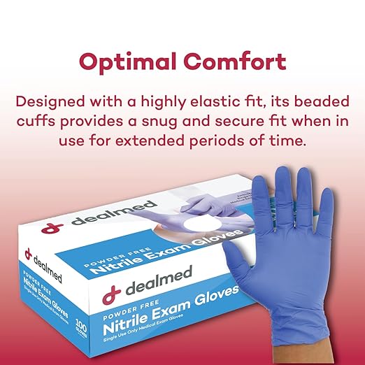 Dealmed Nitrile Exam Gloves – 90 Count X-Large (Pack of 1) Disposable, Non-Irritating, Latex Free, Multi-Purpose for First Aid Kit, Medical Facilities & More