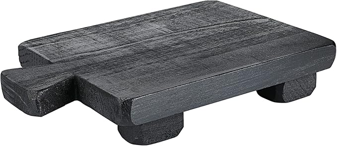 Wood Pedestal Stand Riser Wood Footed Tray for Bathroom Home Kitchen Wooden Soap Holder for Bottles Plant Makeup Tissues Candles Guest Jewelry Soap(Black, 1.57 x 6 x 9 Inch)