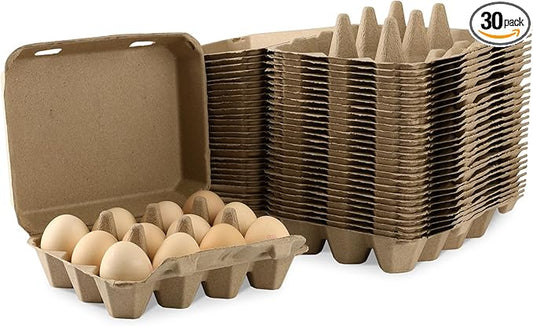30 Pack Egg Cartons 3x4 Style,12 Egg Carton,Sturdy Paper Pulp Egg Cartons for Chicken Eggs, Reusable Biodegradable Egg Holders for Farm Fresh Eggs, Refrigerator Storage, Farmers Market, Home Use