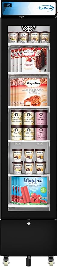 KoolMore KM-MDF-17S 17 Commercial Merchandiser Freezer with Manual Defrost, Capacity, ETL Listed in Black, 6.5 cu. ft. (Slim)