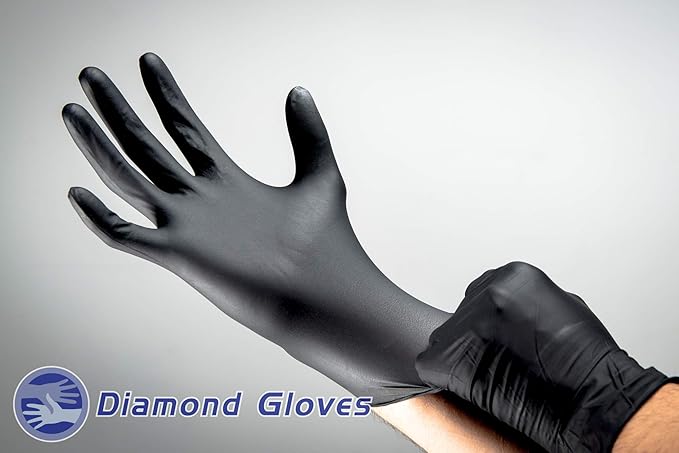 Black Advance Nitrile Examination Powder Free Gloves, Black, 6.3 mil, Heavy Duty, Medical Grade, 1000pcs/case, Case of 10 Boxes, 100/box by Diamond Gloves