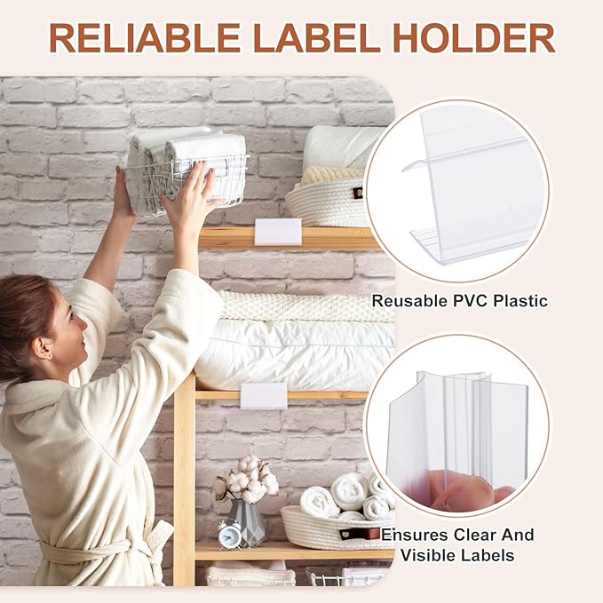 PATIKIL 3.1" x 1.8" Wire Shelf Label Holder, 20 Pack Reusable Plastic Price Tag Display Clip for 0.79" to 0.98" Thick Shelves with Paper Inserts Pens for Home Market Store, Clear