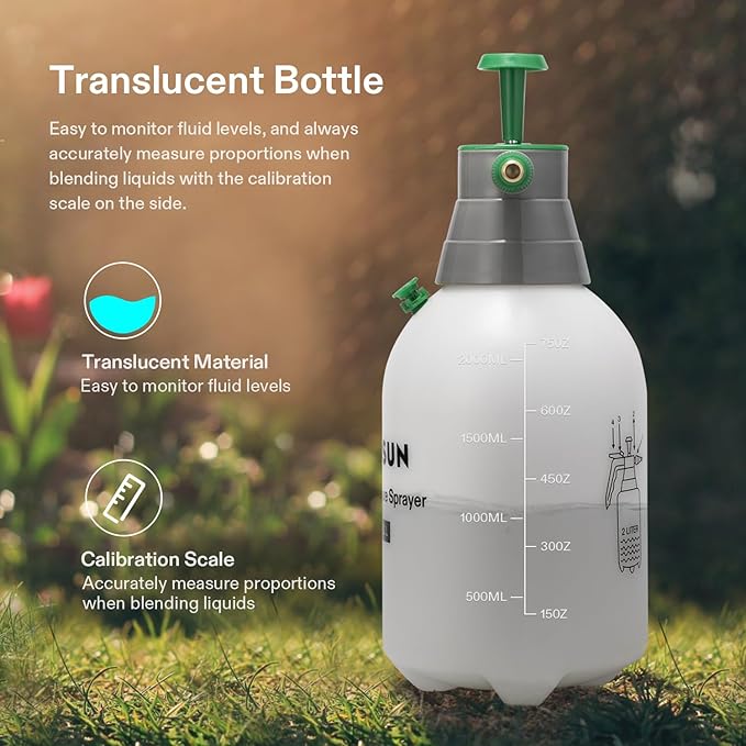 2-Pack 5 Tier Vertical Gardening Stackable Planter and 0.5Gal Handheld Garden Sprayer, 2L Pump Sprayer, 68 Oz Water Spray Bottle with Safety Valve, Adjustable Nozzle, Extended Spray Ro