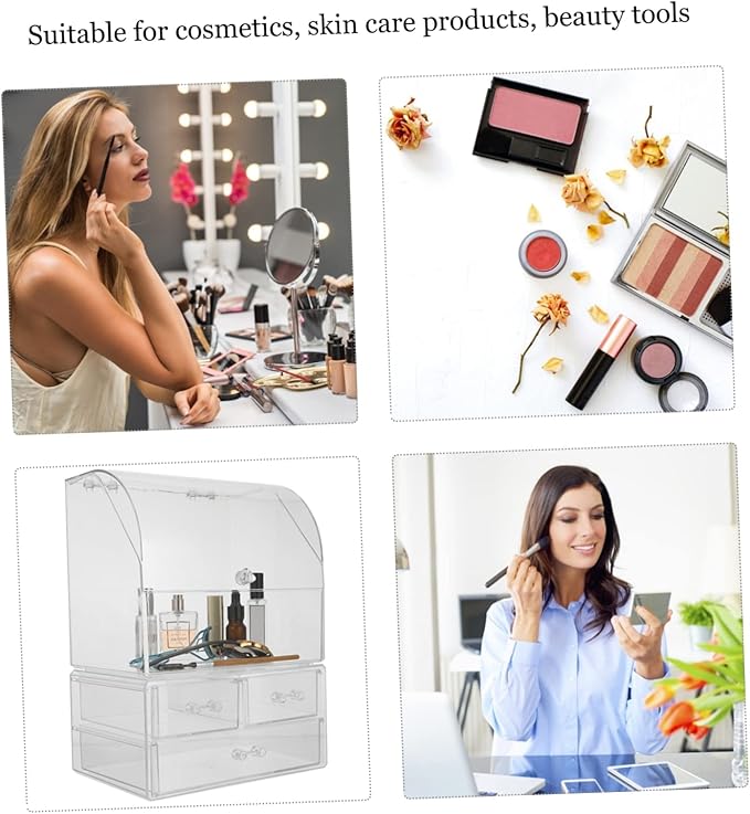 Acrylic Cosmetic Storage Box Lids Desktop Makeup Organizer Tabletop Storage Case
