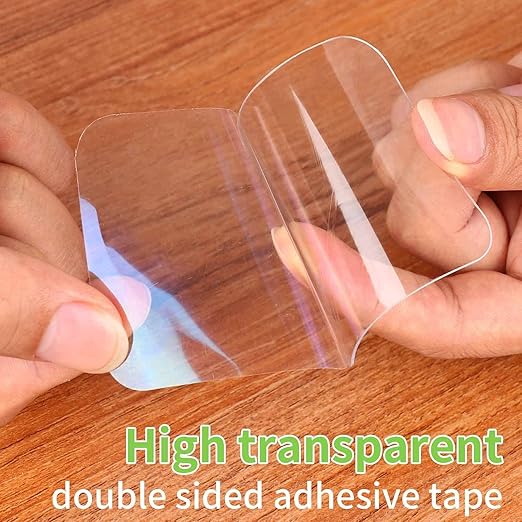 50PCS Double Sided Adhesive Pads for Mounting, 2.36in Two Sided Pre-Cut Square Tape, Sticky Tack Double Sided Tape for Walls Hanging, 2 Sided Nano Wall Mount Heavy Duty Removable Clear 60mm
