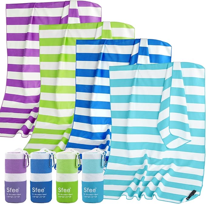 4 Pack(8Pcs) Microfiber Travel Towel, Beach Towel Quick Dry Towel Camping Towel Super Absorbent Compact Lightweight Sports Towel Gym Towel Set for Beach, Gym, Hiking, Pool, Backpacking, Yoga
