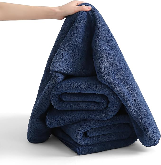 4 Piece Extra Large Bath Towel 35"x70" Oversized Bath Sheet Navy Blue Bath Towel Set for Bathroom Ultra Soft Cozy Highly Absorbent Quick Dry Bathroom Towel for Spa Gym Hotel,Shower Towel for Daily Use
