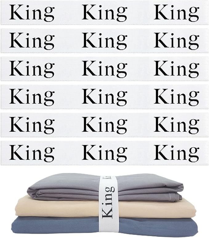 6 Pieces Bed Sheet Organizer Bands, Sheet Organizers and Storage Label Bands, Sheets Organizer for Closet, Sheet Label for Bedding, Sheet Keepers Linen Labels Bedding Bands (White, 6Pcs King)