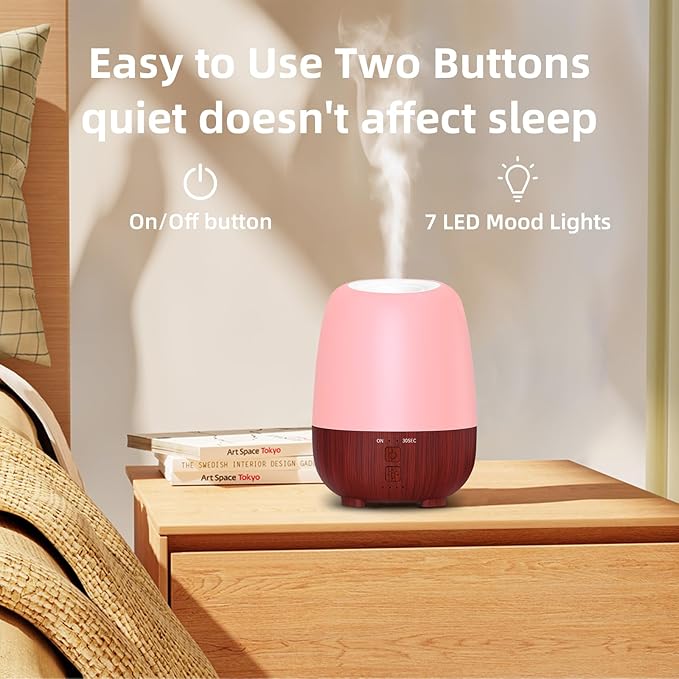 Cordless Essential Oil Diffuser, 150ml Rechargeable Battery-Operated Quiet Aromatherapy Diffuser with 7-Hour Runtime, 7-Color LED Light & 2 Timer Settings for Bedroom, Living Room, Bathroom