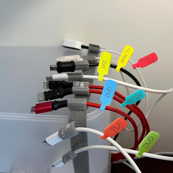 32x Multi-Color Write On Wire Tags - Cord Tag Labeling for Electronics, Cable Organizer, Management Identification