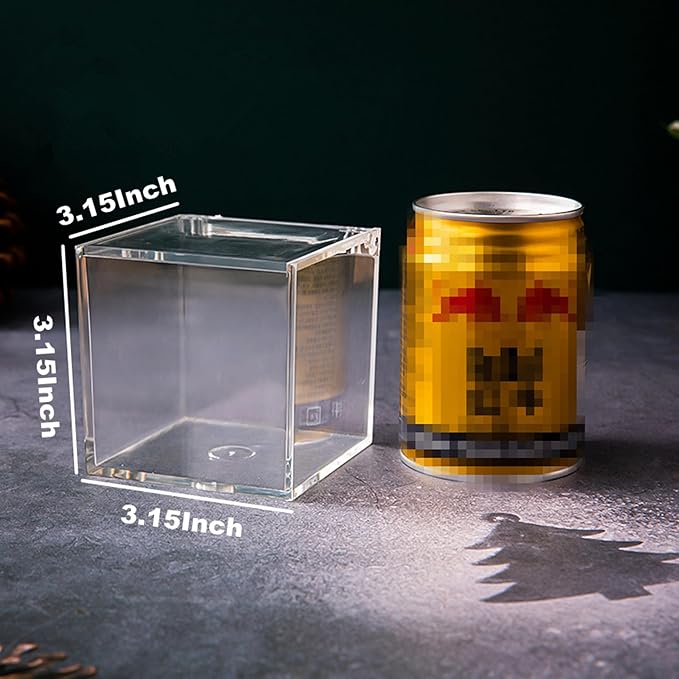 Acrylic Box with Hinge Lid, Clear Cube Display Case, Multi-Purpose Box Square Container for Holding Staples, Highlighters, Adhesive Tape, Paper Clips, Stamps, Display in Office or Home