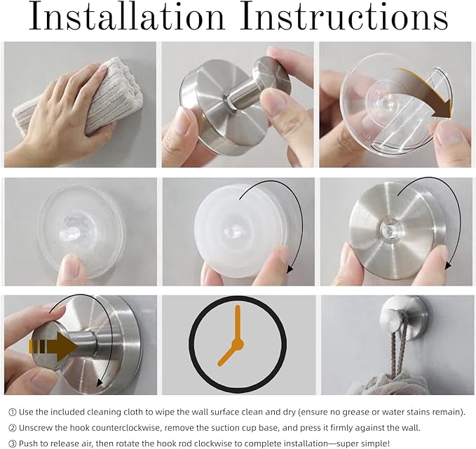 Suction Cup Hooks Removable Shower Hooks, 4Pcs Metal Towel Hooks for Bathroom Window Glass Wall Door Can Hang Various Towels Bath Towels Keychains, Sliver Front Door Wreath Hanger, No-Drill Waterproof