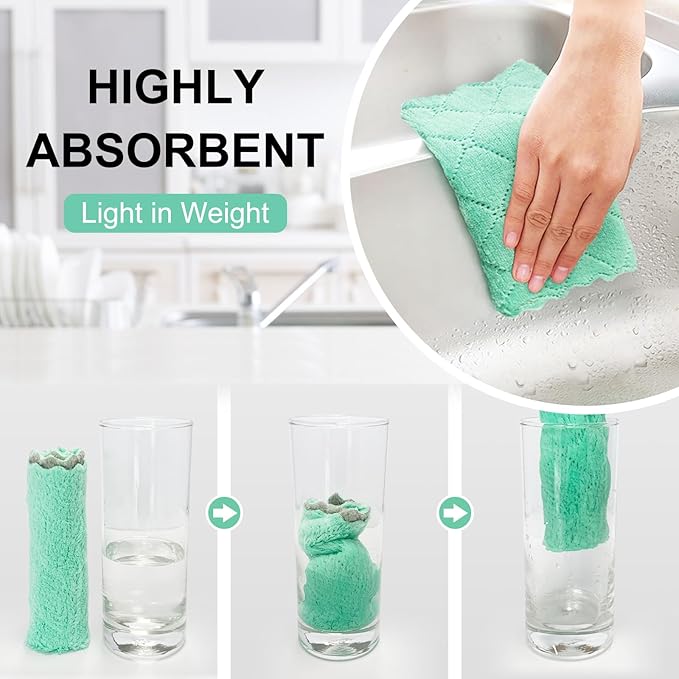 24 Pack Kitchen Cloth Dish Towels, No Shedding Soft Premium Dishcloths, Absorbent Microfiber Cleaning Cloth for Cleaning Dishes, Kitchen, Bathroom, Car