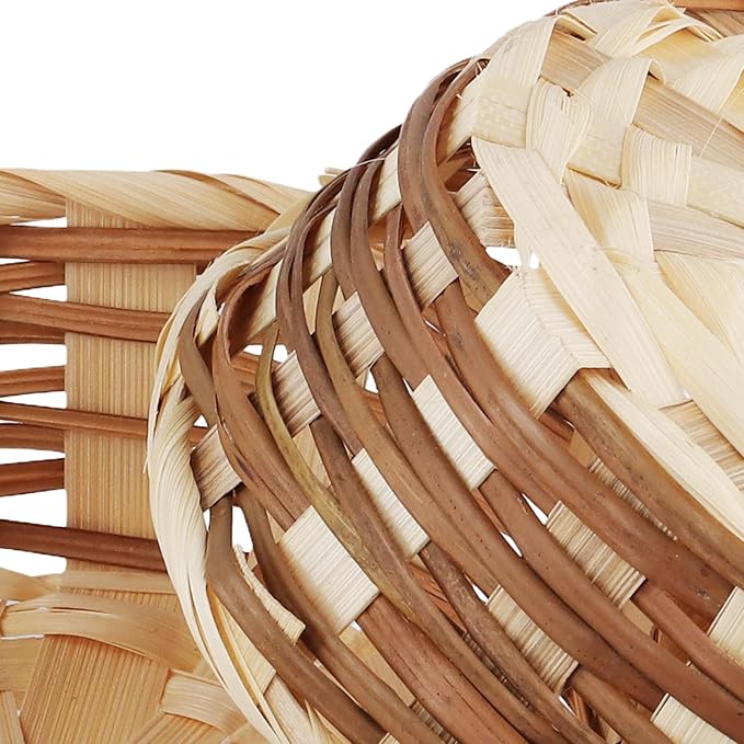 10 Pack Bamboo Woven Basket, 7 x 7 x 2.4 Inch Round Fruit Bread Food Storage Basket for Home Kitchen Restaurant