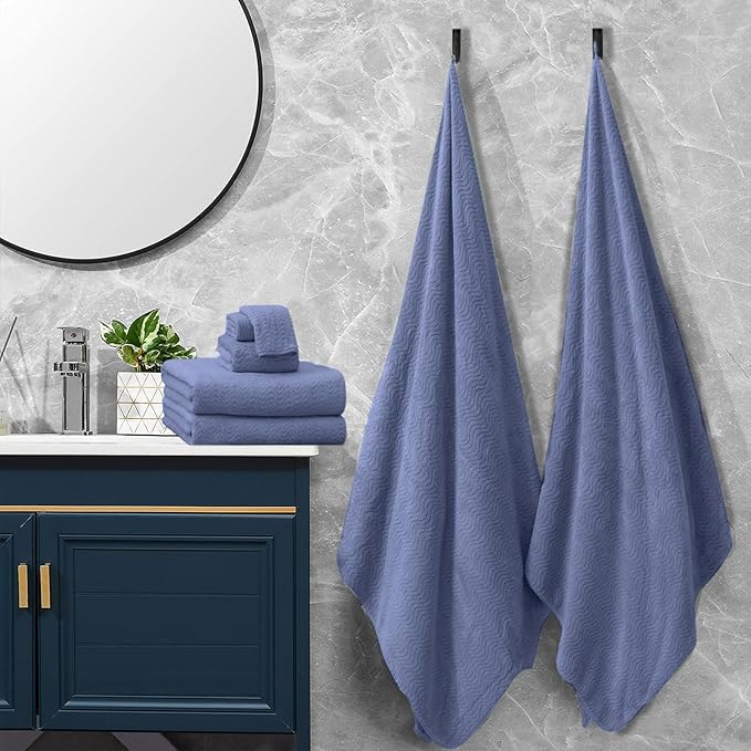 Bath Towel Set of 4, Extra Large Towels Oversized 35x70 Inch Shower Bathroom Towels Highly Absorbent Quick Dry Towel Textured Soft Bath Sheet Towels Set for Bathroom Hotel SPA Fitness Camping (Orchid)