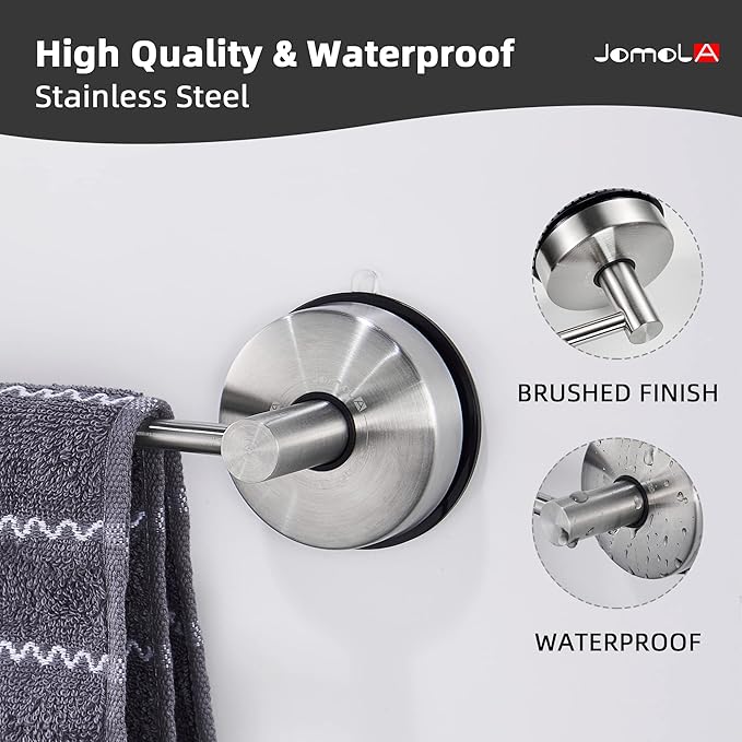 JOMOLA Towel Bar Suction Hand Towel Rack for Bathroom Stainless Steel Kitchen Towel Rail Holder Storage Hanger No Drilling Towel Bar Brushed Finish,22 inches