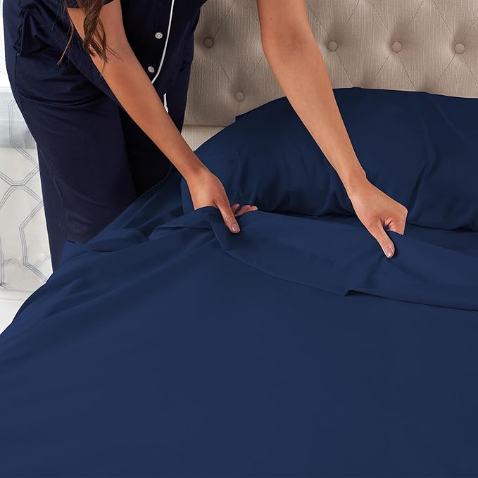 Northwest Ashford Home Essentials Bedding, 4 Piece King Size Sheet Set, Estate Blue