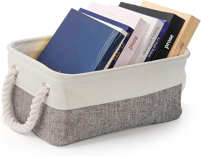 Dicunoy 6 Pack Storage Baskets for Organizing, Small Cloth Basket Bins with Handles, Empty Gift Baskets, Fabric Canvas Boxes for Classrooms, School, Shelves, Nursery, Closet, Toys, 12 x 8 x 5 inch