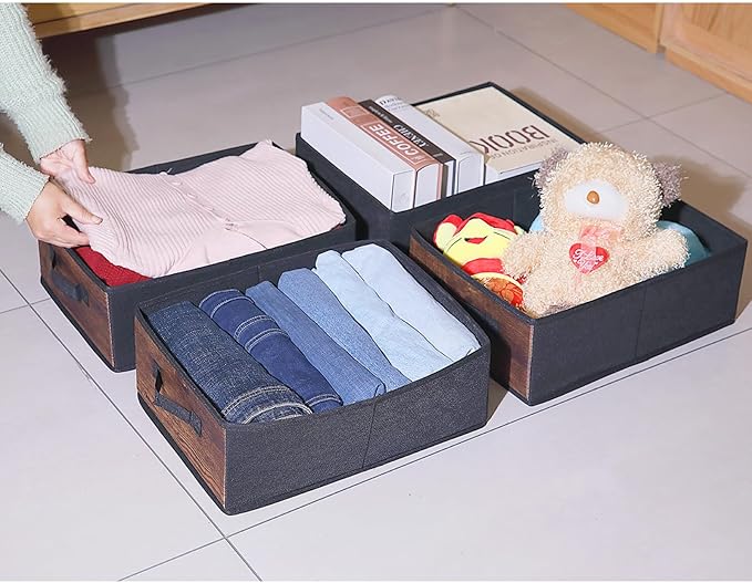 BOMKEE Clothings Collapsible Storage Bins, Foldable Organizers and Storage Baskets Cube Storage Bin for Bedroom Living Room (4 Pack, MZWL, 15.4x11.4x5.5inch)