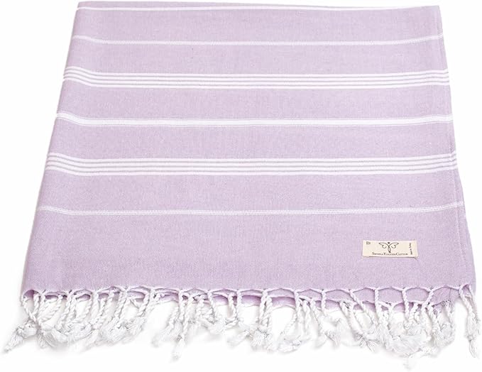 SMYRNA TURKISH COTTON Classical Series Throw Blanket 50x60, Outdoor Blankets, Throws and Blankets for Couch, Sofa, Bed, Chair, Beach Picnic, Travel Boho Turkish Blanket, Lilac