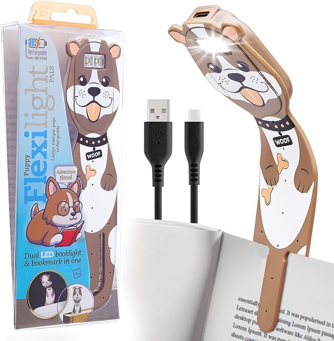 Gifts for Readers & Writers Book Light, Clip On Reading Light for Bed, 2in1 Flexilight & Bookmark, Small & Lightweight with a Soft Glow, 2 Batteries Included, Sloth
